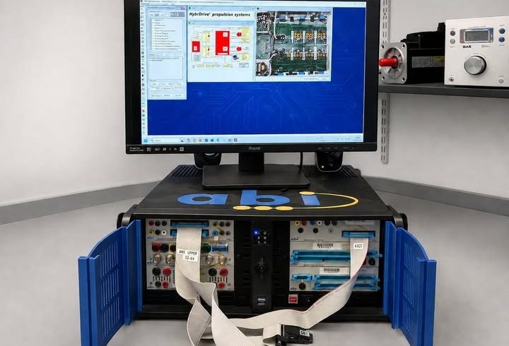 11Industrial electronic repair test bench used to diagnose and repair electronic control systems in manufacturing equipment.